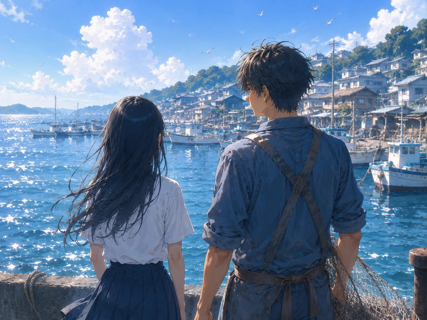 海を見つめる美波と海斗